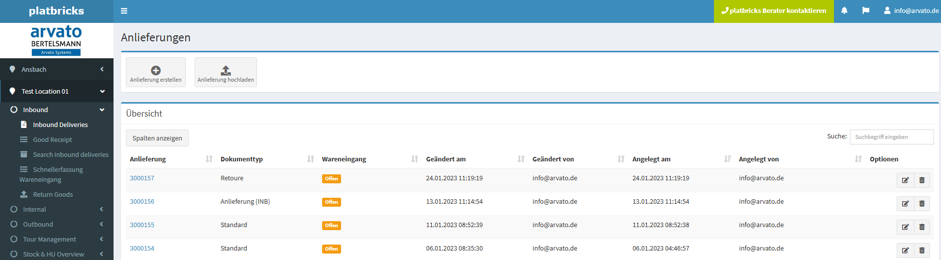 Retouren -platbricks® WMS